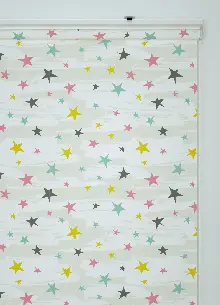 Renkli Yıldız Desenli Baskılı Stor Perde