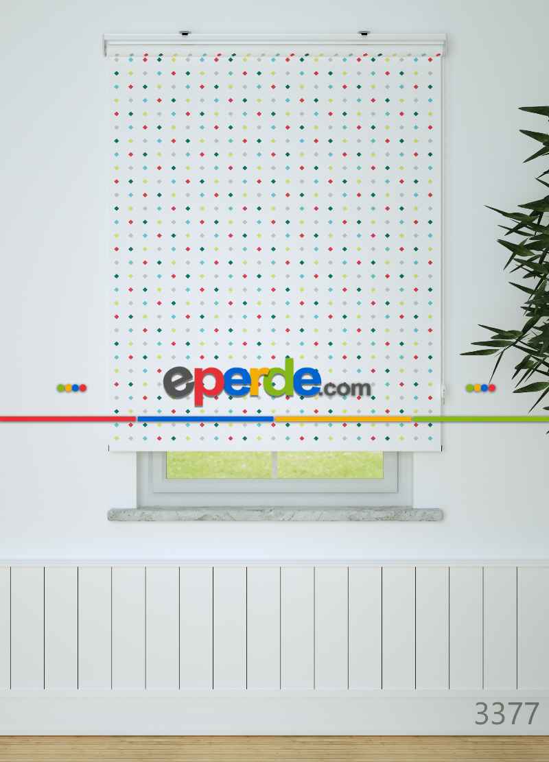 Baklava Desenli Baskılı Stor Perde