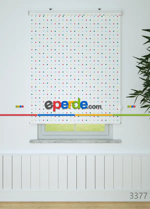 Baklava Desenli Baskılı Stor Perde