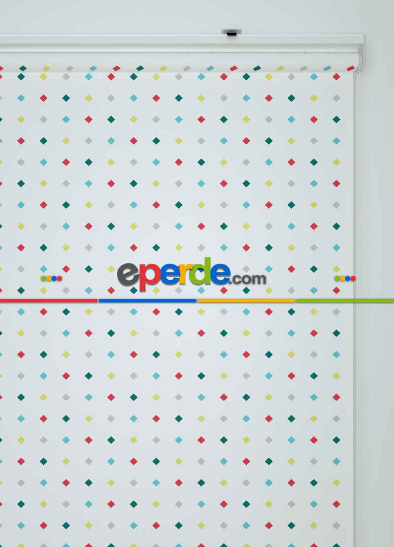 Baklava Desenli Baskılı Stor Perde