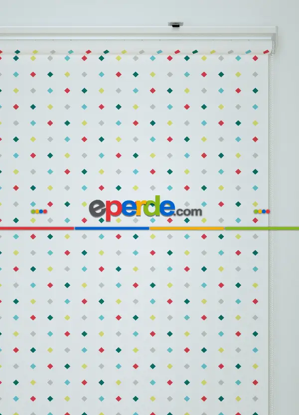 Baklava Desenli Baskılı Stor Perde