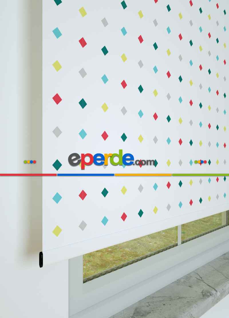 Baklava Desenli Baskılı Stor Perde