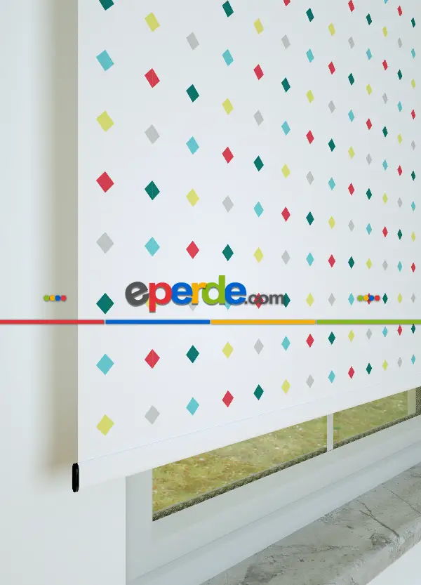 Baklava Desenli Baskılı Stor Perde