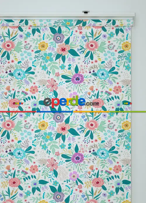 Çiçek Desenli Baskılı Stor Perde