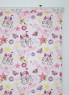 Pembe Prenses Desenli Baskılı Stor Perde