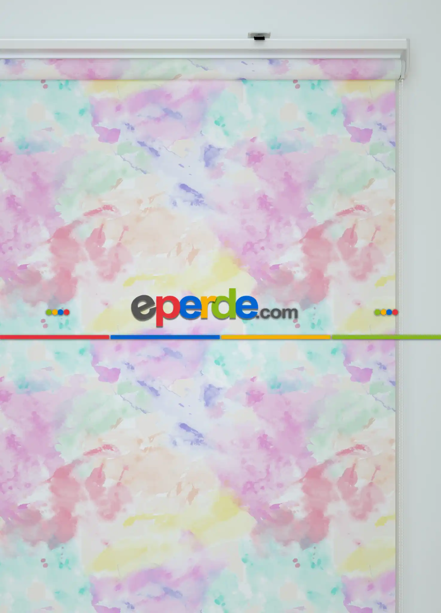 Suluboya Desenli Baskılı Stor Perde