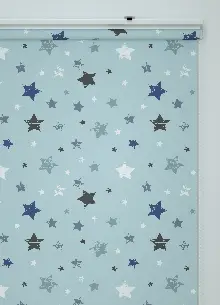 Mavi Yıldız Desenli Baskılı Stor Perde