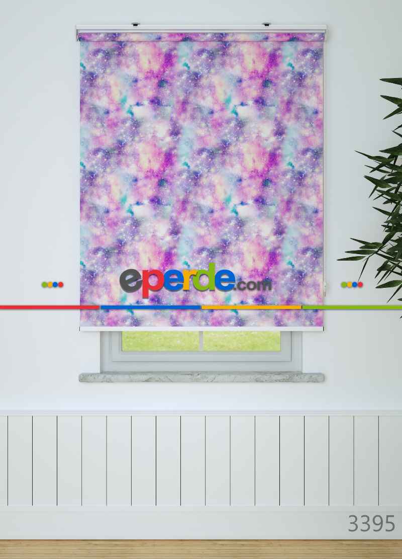 Galaksi Desenli Baskılı Stor Perde