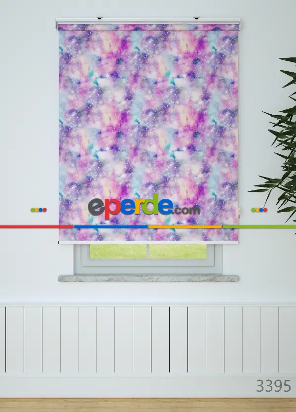 Galaksi Desenli Baskılı Stor Perde