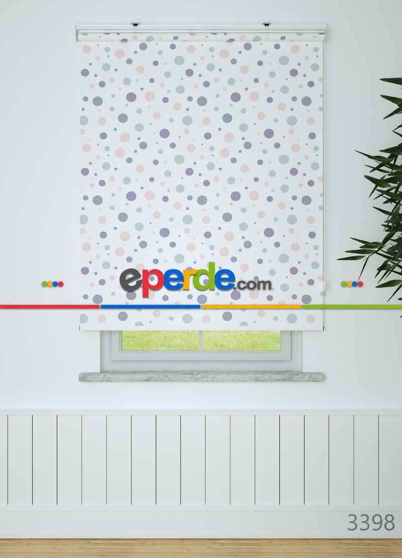 Yıldız Ve Ay Desenli Baskılı Stor Perde