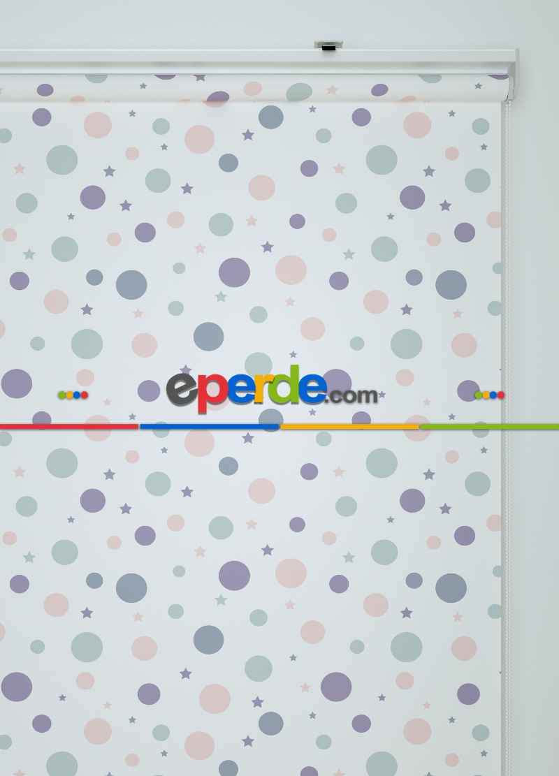 Yıldız Ve Ay Desenli Baskılı Stor Perde