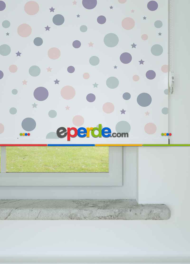 Yıldız Ve Ay Desenli Baskılı Stor Perde