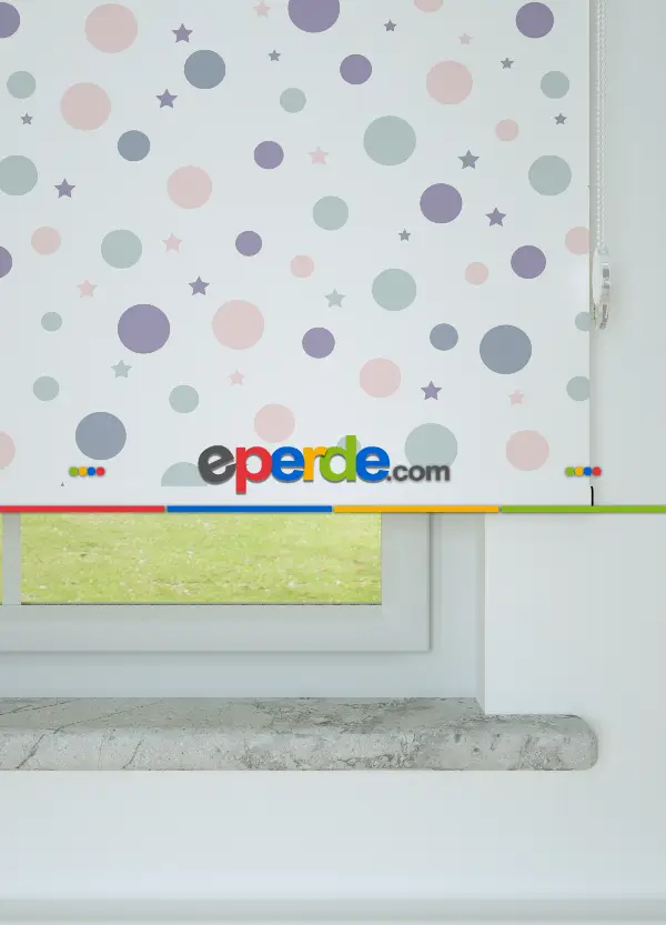 Yıldız Ve Ay Desenli Baskılı Stor Perde