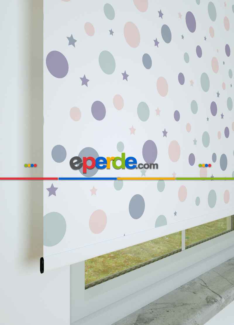 Yıldız Ve Ay Desenli Baskılı Stor Perde