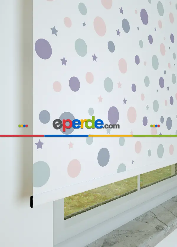 Yıldız Ve Ay Desenli Baskılı Stor Perde