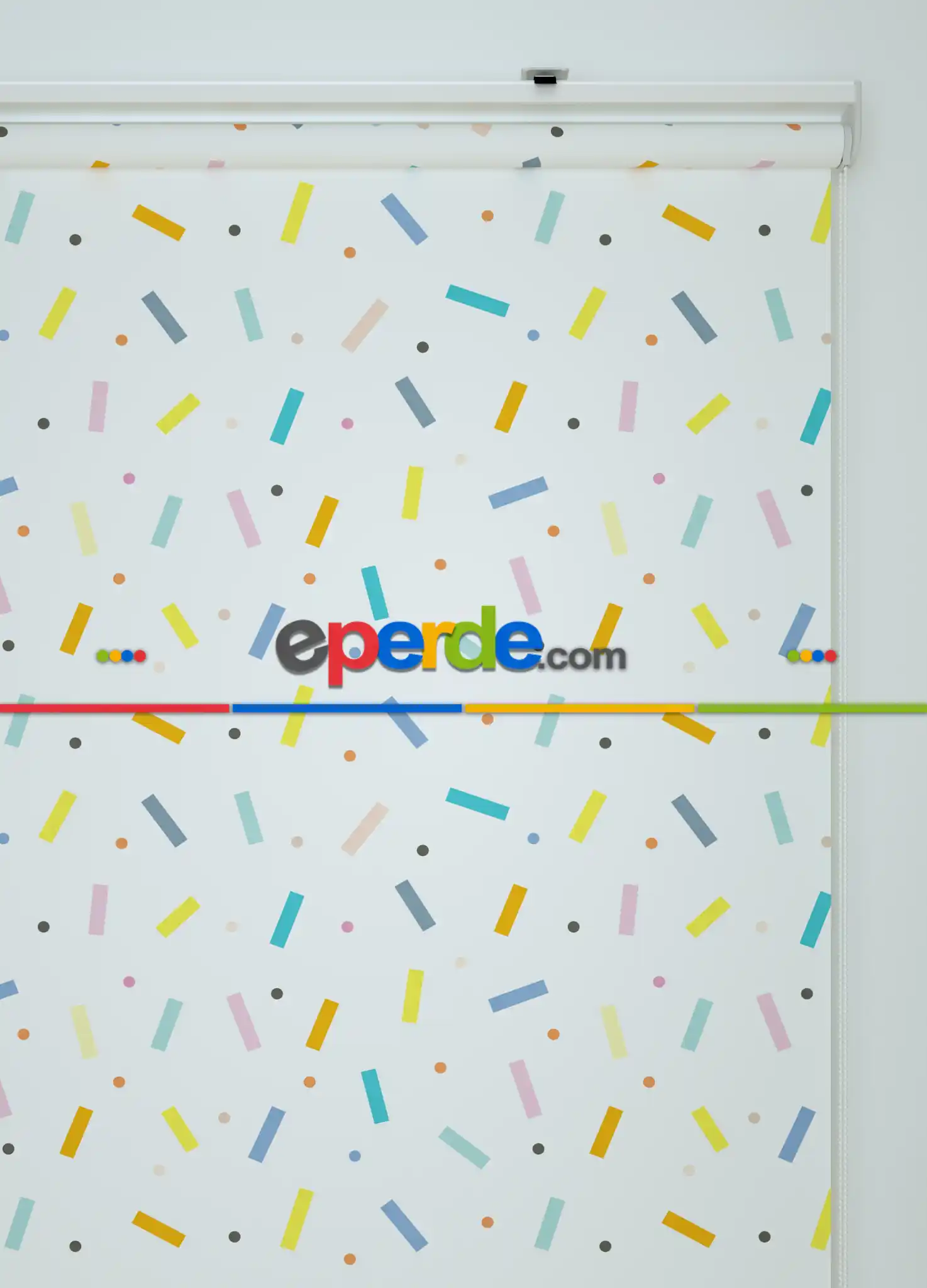 Renkli Konfeti Desenli Baskılı Stor Perde