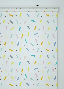 Renkli Konfeti Desenli Baskılı Stor Perde