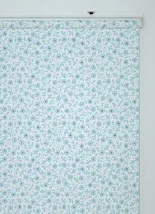 Mavi Çiçek Desenli Baskılı Stor Perde