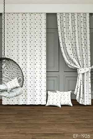 Dökümlü Kumaştan Yıldız Desenli Baskılı Fon Perde - 1. Kalite Yumuşak Dökümlü Kumaş