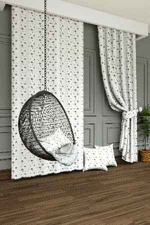 Dökümlü Kumaştan Yıldız Desenli Baskılı Fon Perde - 1. Kalite Yumuşak Dökümlü Kumaş