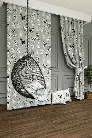 Dökümlü Kumaştan Sevimli Hayvanlar Desenli Baskılı Fon Perde - 1. Kalite Yumuşak Dökümlü Kumaş