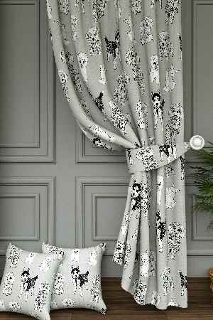 Dökümlü Kumaştan Sevimli Hayvanlar Desenli Baskılı Fon Perde - 1. Kalite Yumuşak Dökümlü Kumaş