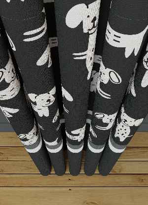 Dökümlü Kumaştan Koyu Antrasit Sevimli Hayvanlar Köpek Desenli Baskılı Fon Perde 1. Kalite