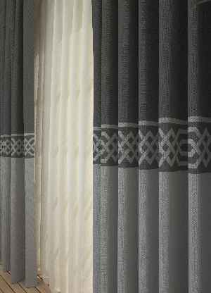 Dökümlü Kumaştan Gri Bordürlü Pano Fon Perde 1. Kalite - Salon - Yatak Odası - Oturma Odası