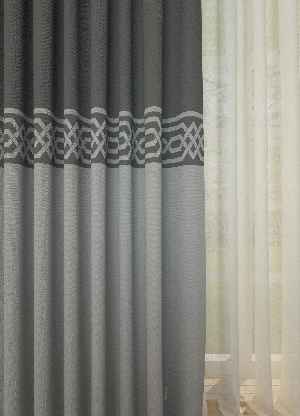 Dökümlü Kumaştan Gri Bordürlü Pano Fon Perde 1. Kalite - Salon - Yatak Odası - Oturma Odası