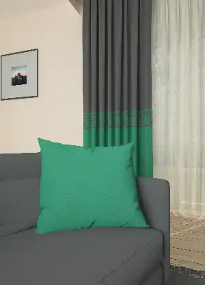 Dökümlü Kumaştan Gri Yeşil Bordürlü Pano Fon Perde 1. Kalite - Salon - Yatak Odası - Oturma Odası
