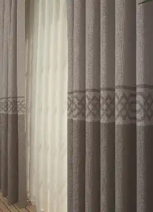 Dökümlü Kumaştan Açık Gri Bordürlü Pano Fon Perde 1. Kalite - Salon - Yatak Odası - Oturma Odası