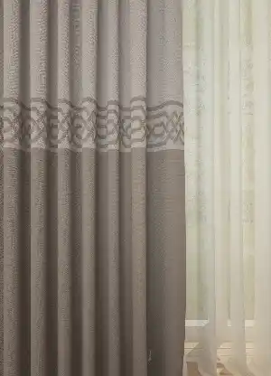 Dökümlü Kumaştan Açık Gri Bordürlü Pano Fon Perde 1. Kalite - Salon - Yatak Odası - Oturma Odası