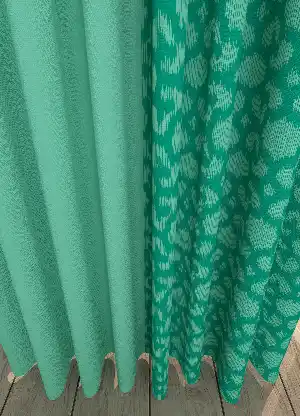 Dökümlü Kumaştan Geometrik Etnik Desenli Mint Yeşil Kombinli Geniş En Fon Perde 1. Kalite