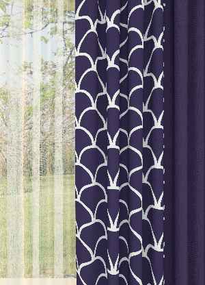 Dökümlü Kumaştan Modern Desenli Mor Kombinli Baskılı Fon Perde 1. Kalite