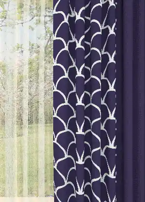 Dökümlü Kumaştan Modern Desenli Mor Kombinli Baskılı Fon Perde 1. Kalite