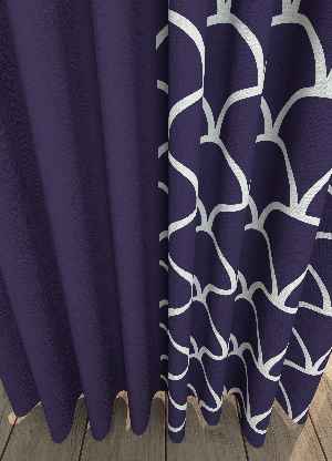 Dökümlü Kumaştan Modern Desenli Mor Kombinli Baskılı Fon Perde 1. Kalite