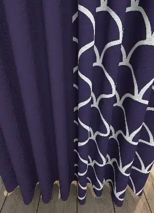 Dökümlü Kumaştan Modern Desenli Mor Kombinli Baskılı Fon Perde 1. Kalite