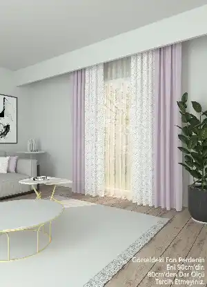 Dökümlü Kumaştan Lila Geometrik Desenli Baskılı Fon Perde Geniş En Kombinli 1. Kalite