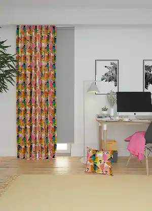 Dökümlü Kumaştan Pembe Modern Desenli Baskılı Fon Perde Genç Odası 1. Kalite Kumaş