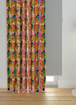 Dökümlü Kumaştan Pembe Modern Desenli Baskılı Fon Perde Genç Odası 1. Kalite Kumaş