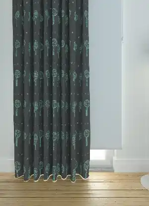 Dökümlü Kumaştan Füme Mint Ağaç Ve Kalp Desenli Baskılı Fon Perde Geniş En 1. Kalite