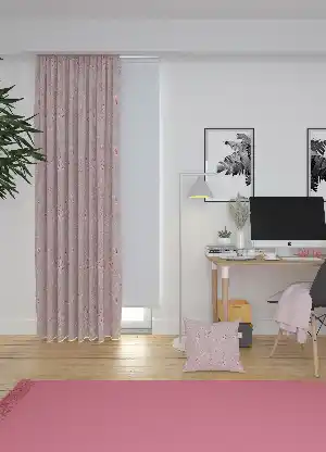 Dökümlü Kumaştan Pudra Çiçek ve Ağaç Desenli Baskılı Fon Perde Geniş En 1. Kalite