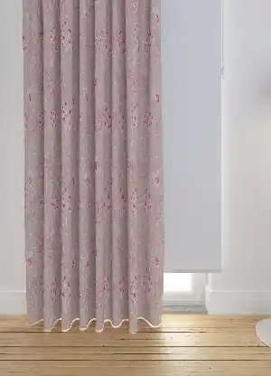 Dökümlü Kumaştan Pudra Çiçek ve Ağaç Desenli Baskılı Fon Perde Geniş En 1. Kalite