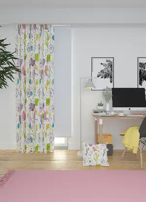 Dökümlü Kumaştan Sarı Yeşil Modern Çiçek Desenli Baskılı Fon Perde Geniş En 1. Kalite