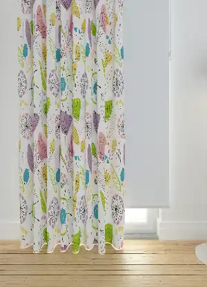 Dökümlü Kumaştan Sarı Yeşil Modern Çiçek Desenli Baskılı Fon Perde Geniş En 1. Kalite