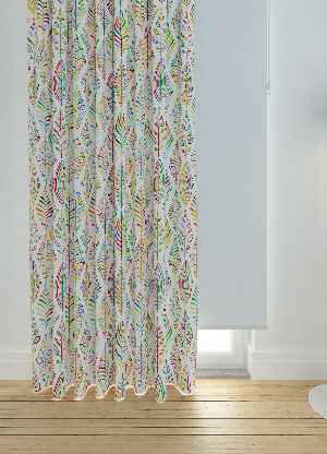 Dökümlü Kumaştan Yeşil Pembe Ağaç Desenli Baskılı Fon Perde Geniş En 1. Kalite