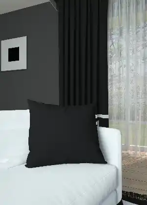 Dökümlü Kumaştan Siyah Pano Fon Perde Baskılı Eteği Desenli Üstü Düz 1. Kalite Kumaş