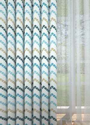 Mavi Zikzak Desenli Baskılı Fon Perde Geniş En 1. Kalite