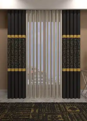 Baskılı Akıllı Tül Perde Füme Renk Modern Desenli Tül Dikey Zebra Perde 1. Kalite