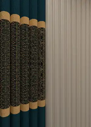 Baskılı Akıllı Tül Perde Petrol Mavisi Renk Modern Desenli Tül Dikey Zebra Perde 1. Kalite